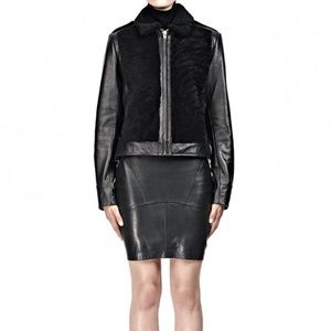 Alexander Wang Black Leather Shearling Moto Jacket